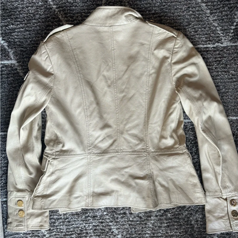 Tory Burch Cream Leather Jacket - Picture 6 of 8